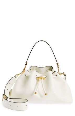 Jimmy Choo London Cinch M Leather Bucket Bag in Latte/gold at Nordstrom