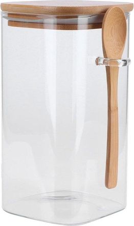 No Brand Tarro De Almacenamiento Cuadrado Con Cuchara - Recipiente Herm&eacute;tico Para Especias / Botella Para Granos De Caf&eacute; Para La Cocina, 100180 Mm (1200 Ml)