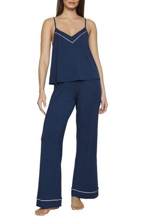 Eberjey Gisele V-Neck Camisole and Pants Pajama Set in Navy/Ivory at Nordstrom, Size X-Large