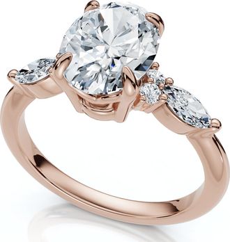 Pompeii3 1 3/4Ct Oval Diamond Nadia Engagement Ring 14k Gold or Platinum Lab Grown