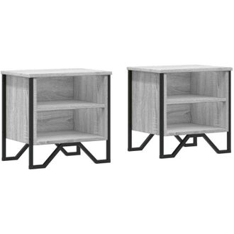 vidaXL Vidaxl - Mesitas De Noche 2 Uds Madera Ingenier&iacute;a Gris Sonoma 40x30x40cm