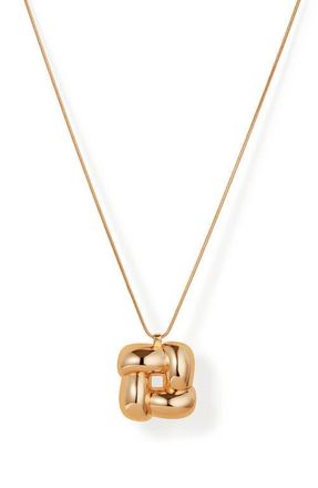 JENNY BIRD Woven Square Pendant Necklace in High Polish Gold at Nordstrom
