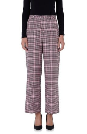endless rose Houndstooth Check High Waist Pants in Pink Multi at Nordstrom, Size X-Small