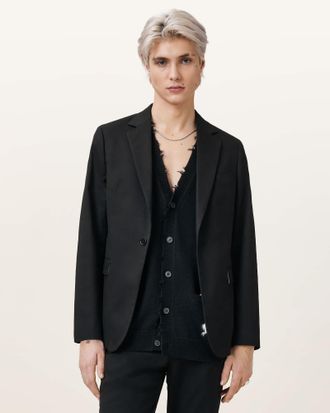 AllSaints Cotton Odin Slim Fit Blazer, Size: 38