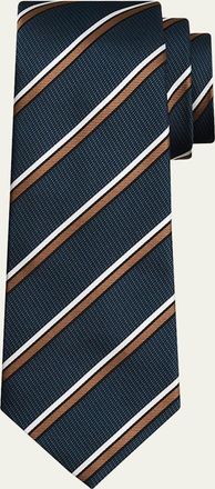 Kiton Mens Multi-Stripe Silk Tie