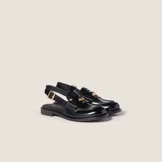 Miu Miu Brushed leather slingback loafers