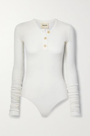 Khaite Body In Misto Cotone A Coste Janelle - Bianco sporco