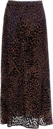 Iri&eacute; Flowing A-Line Midi Skirt with Leopard Print Pattern