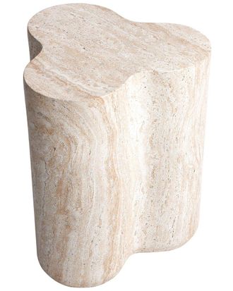 Empire Art Direct Luminous Clover Travertine Finish Italian Design Side Table