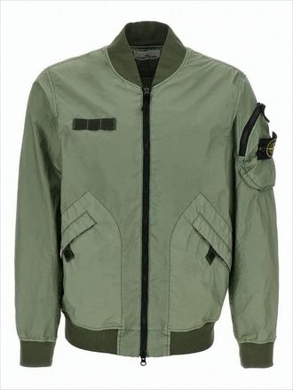 Stone Island Utilitarian Green Polyamide Bomber Jacket By Stone Island
