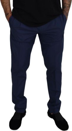 Dolce & Gabbana Mens Cotton-Silk Blend Chinos Navy