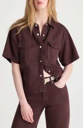 Madewell Airy Denim Utility Pocket Shirt in Burnt Cocoa at Nordstrom, Size X-Small