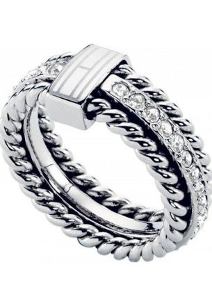 Tommy Hilfiger Womens 2700582B Ladies Ring - Silver Stainless Steel - Size L