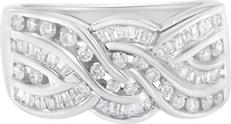 House of Brilliance 10K White Gold Diamond Bypass Ring