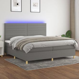 vidaXL Cama Box Spring Colch&oacute;n Y Luces Led Tela Gris Claro 200x200 Cm Vidaxl