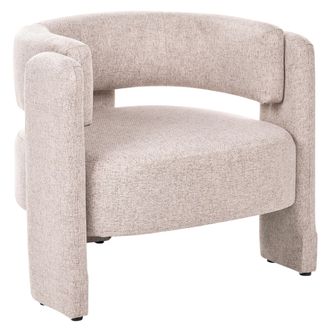 Beliani Sill&oacute;n De Tela Con Respaldo Curvo Sill&oacute;n Decorativo Estilo Escandinavo Moderno Beige Maggeby