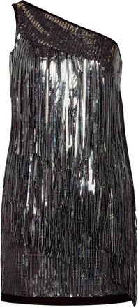 Pinko Paillet grijs one-shoulder jurk Itali&euml; - Dames - Feestkleedjes - Grijs - XL - Pailletten - Kleedjes