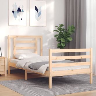 Berkfield Home Bed Frame with Headboard 90x200 cm Solid Wood in Brown