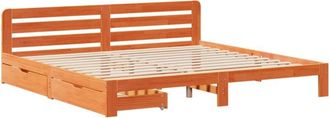 vidaXL Cama Sin Colch&oacute;n Madera Maciza De Pino Marr&oacute;n Cera 200x200 Cm Vidaxl