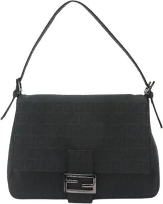 Fendi Pre-owned Vintage Canvas Shoulder Bag - Dames - Vintage Schoudertas - Zwart - ONE Size - Leer - Vintage