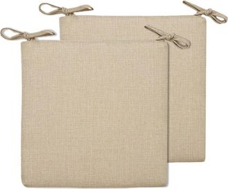 OEM Juego De 2 Cojines Para Silla, 45 X 45 Cm, Con Lazos, Lavables, Aptos Para Uso Interior/exterior, Balc&oacute;n/jard&iacute;n, Color Beige