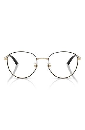 Jimmy Choo London 54mm Round Optical Glasses in Pale Gold/Black /Demo Lens at Nordstrom