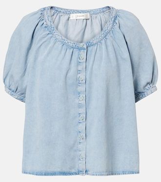 Frame Denim Resort gathered cotton-blend shirt