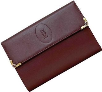 Cartier Bordeaux Wine Red Leather Wallet (Tri-Fold) (Pre-Owned)