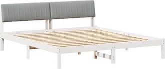 vidaXL Estructura De Cama Con Cabecera Y Gris Claro 180 X 200 Cm Vidaxl