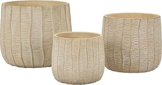 Dmora Bava, Vaso Texture Verticale Effetto Legno, Beige