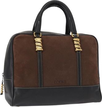 Loewe Velazquez Tote Bag Suede And Leather Brown Suede Handbag (Pre-Owned)