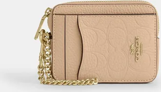 Coach Zip Card Case In Signature Leather