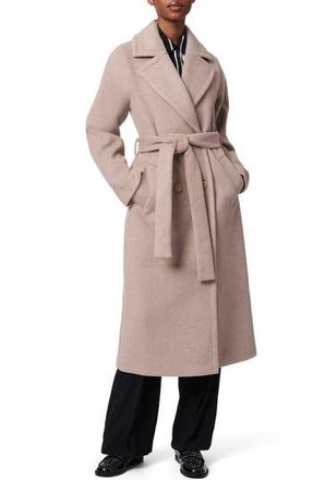 Bernardo Double Breasted Belted Coat in Heather Taupe at Nordstrom Rack, Size Large