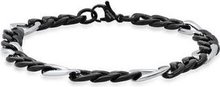 HMY Jewelry Stainless Steel Two Tone Black IP Chain Bracelet at Nordstrom Rack