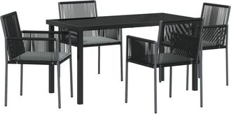 vidaXL Garden Dining Set 5 pcs Black Poly rattan vidaXL