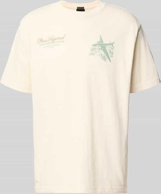 PME Legend Relaxed Fit T-Shirt mit Label-Prints und Rundhalsausschnitt in Beige, Gr&ouml;&szlig;e XXXL