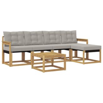 vidaXL Conjunto De Sof&aacute;s De Exterior 6 Pcs Blanco Y Gris Claro Vidaxl