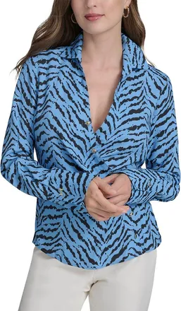 Halston Heritage Printed Faux Wrap Blouse