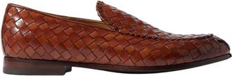 Scarosso Handgemaakte Geweven Cognac Leren Loafers - Heren - Loafers - Bruin - 40 1/2 EU - Leer - Schoenen