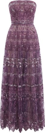 Saiid Kobeisy Strapless Beaded Tulle Dress
