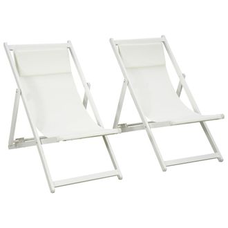 OUTSUNNY 2 tumbonas plegables 60x100x85 cm blanco