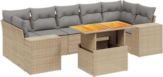 vidaXL Vidaxl - Juego De Sof&aacute;s De Jard&iacute;n Con Cojines Beige 8 Pzas Rat&aacute;n Pe