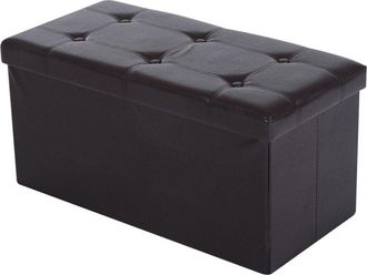 HOMCOM Folding Brown Faux Leather Storage Cube Ottoman Bench Seat PU Rectangular Footrest Stool Box - Home Living | TJ Hughes