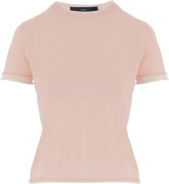 arch4 T-shirt girocollo con orli a contrasto - Rosa
