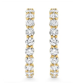 Pompeii3 3Ct Diamond Lab Grown Inside Outside Hoops 14k Gold Eearrings 1 Tall