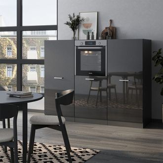 Vicco Bloque De Cocina R-line, Antracita Brillo Intenso/antracita, 180 Cm Sin Encimera