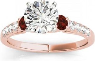 Allurez Diamond & Garnet Three Stone Engagement Ring 14k Rose Gold (0.43ct)