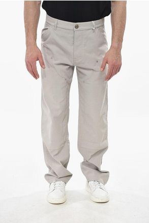 Ferragamo Cotton-Blend Pants with Logo Button size 50