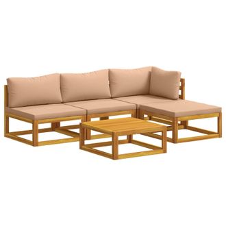 vidaXL Juego De Sof&aacute; 5 Uds. Natural Madera De Acacia S&oacute;lida Vidaxl