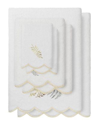 Linum Home Textiles 100% Turkish Cotton Fern Toss Scallop 6Pc Embellished Towel Set